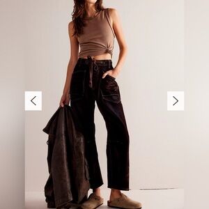 Free people moxie flocked pull-on barrel Jeans